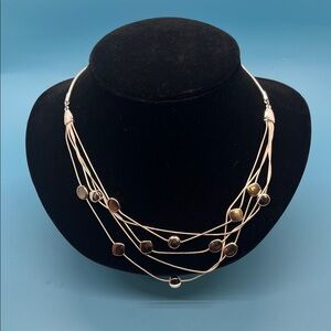 #0224.  Chic Multi-Strand Necklace with Gold and Silver Tones